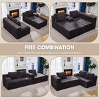 Modular Sectional Sofa Couches L-Shape Couch 3 Seat Modular Sofa Memory Foam Sectional Couches for Living Room, Cloud Couch with Oversized Chaise (Grey Stripe, 98" Right Facing Chaise)