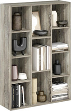 Furinno LUDER Book Shelf, 11-Cube Bookshelf, Reversible Bookcase, 9.4 x 29.1 x 41.7, Easy Assembly, for Living Room, Bedroom, Home Office, French Oak | Furinno, Luder, 11-Cube, Reversible, Open Shelf, Bookcase
