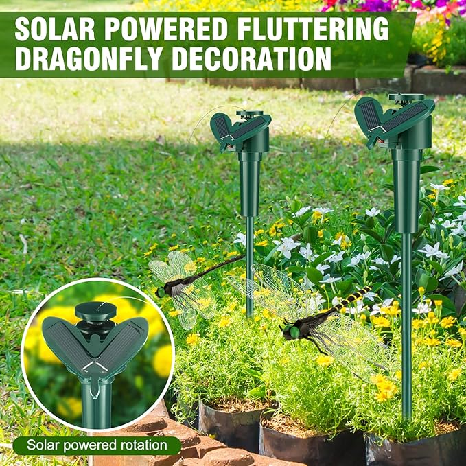 6 Pcs Solar Flying Moving Fluttering Waterproof Garden Stakes Decorations for Home Yard Pathway Garden Landscape Christmas Outdoor Indoor Centerpieces Gift Decorations (Dragonfly)