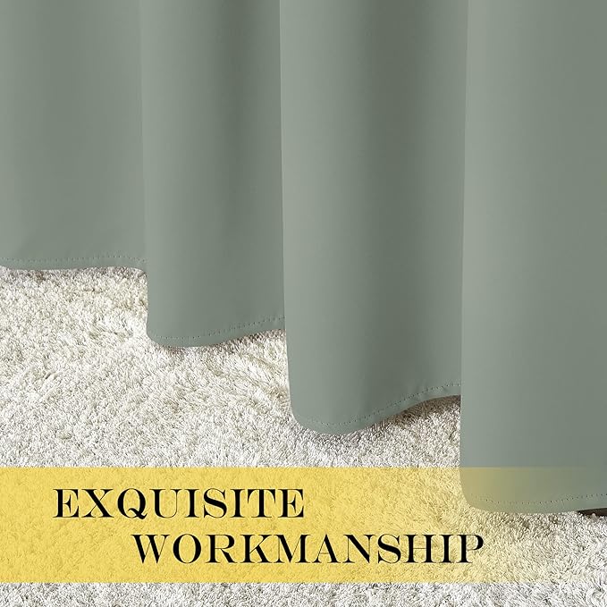 NICETOWN Blackout Sage Green Curtain 90 inch Length for Bedroom - Thermal Insulated Grommet Room Darkening Window Drape Sound Dampening for Living Room, W66 x L90, 1 Panel