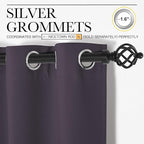 NICETOWN Greyish Purple Blackout Curtains 63 inches Length for Kitchen, 2 Panels, 34" Wide, Thermal Insulated Decoration Drapes for Small Window