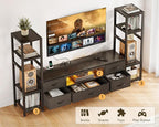 Casaottima TV Stands for 40/43/50 Inch TV, Entertainment Center with LED Lights & Power Outlets, TV Stand Living Room with 5 Fabric Drawers, TV Console Cabinet for Bedroom, Black
