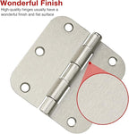 90 Pack Satin Nickel Door Hinges 3.5 x 3.5 Inch Interior 3 1/2 Inch Door Hinges for Doors Rounded 5/8" Radius Corners Flat Iron Hinge 3 ½"x 3 ½" Door Hardware Controls