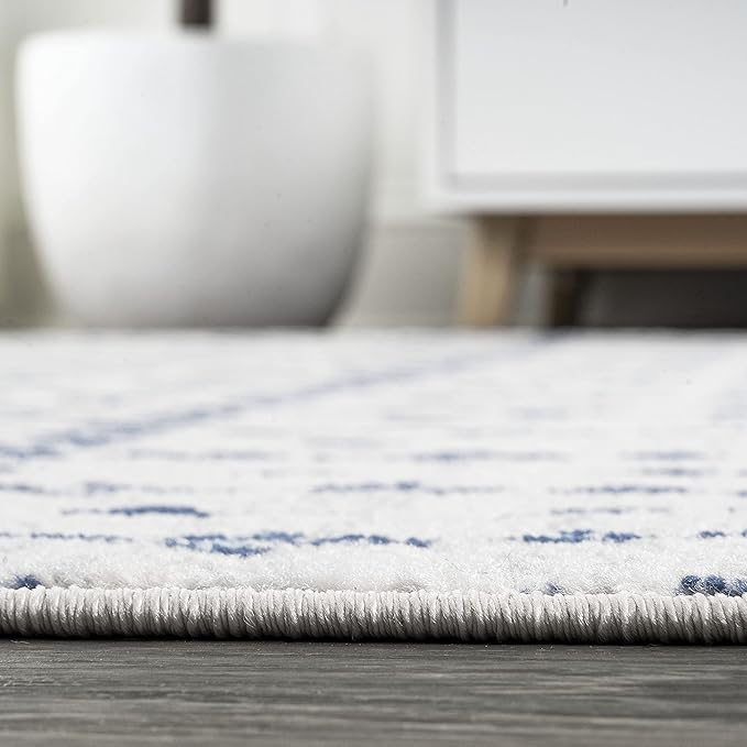 JONATHAN Y Boho Vintage Diamond Cream/Navy Indoor Area Rug 5X8 ft, Moroccan Hype for Living Room, Bedroom, Kitchen, Office, Easy-Cleaning, High Traffic, Pet-Friendly, Non-Shedding (MOH101F-5)
