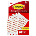 Command 5 lb Indoor Large Replacement Strips, 20 Strips, Damage-Free Wall Hanging, Re-Hang Large Hooks for Home and Wall Decor, White Adhesive
