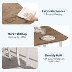 IDEALHOUSE Dining Table Set for 4 Modern Kitchen Table and Chairs Set with Chamfered Edges Cushioned Seats Space-Saving Metal Frame for Dining Room Apartment Small Spaces, White & Wood Grain Color