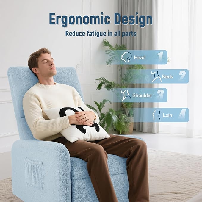 360° Rocking Chair, Nursery Rocker Chair with Side Pockets, Glider Nursing Chair with Steel Structure Base, Small Chair for Small Spaces, Sherpa Swivel Accent Chairs for Living Room, Nursing