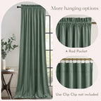 NICETOWN Green Velvet Curtains 96 inches Long 2 Panels - Blackout Drapes for Bedroom and Living Room Silky Touch Room Darkening and Sound Dampening for Office, Dorm, Seafoam Green, 52 x 96