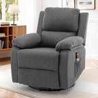 Recliner Chair, 360 Swivel Rocker Chair for Adults, Small Rocking Recliner for Small Spaces, Upholstered Fabric Glider Recliner Nursery (Swivel Rocker Recliner, Grey)