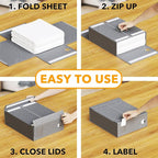 SpaceAid 6 Pack Bed Sheet Organizers and Storage, Foldable Sheet Organizer for Linen Closet, Sheets Set Folder Keeper with Window XL (Queen & King Size) Bedding Container (Gray, 6 Pack)