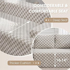 Modular Sectional Sofa Couches L-Shape Couch 3 Seat Modular Sofa Memory Foam Sectional Couches for Living Room, Cloud Couch with Oversized Chaise (GREYGREEN Check, 96" Left Facing Chaise)