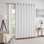 Eclipse Extra Wide Grommet Curtain, Kendall Sliding Patio Door Curtain Panel, Solid Textured Thermal Insulated and Noise Reducing Curtains, (1 Panel), 84 in Long x 100 in Wide, White (Pack of 2)