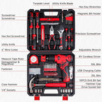 Tool Set - 8V Cordless Drill Set, 132 Piece Home Tool Set With Hand Drill, Tool Kit for Women & Men, Perfect for Homeowner, Diyer, Handyman