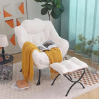 Tiita Lazy Chair with Ottoman, White Modern Large Accent Chair, Comfy Leisure Sofa Armchair with Ottoman, Reading Chair with Footrest for Bedroom, Living Room, Dorm Rooms, Plush White