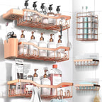 NESOMI Shower Caddy Adhesive Shower Organizer 8-Pack, Rustproof Stainless Steel Bathroom Shelves, Large Capacity No-Drill Rack Storage Accessories with Soap Dish Toothbrush Holder Hooks