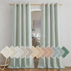 NICETOWN Thick Linen Sage Green Curtains 84 inch Length 2 Panels, Grommet Linen Blend Privacy Added Flax Boho-Chic Light Filtering Window Drapes for Bedroom/Living Room, W55 x L84
