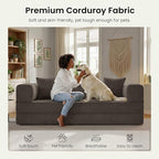 78.8" Convertible Futon Sofa Bed,Corduroy Futon Couch with Storage Pocket,Folding Pull Out Sofa,No Assembly Boneless Couch for Living Room,Brown