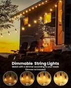 Brightown 209FT LED Outdoor String Lights - Patio Lights with 100 Shatterproof Clear Dimmable Edison Bulbs, Waterproof Connectable Hanging Light for Outside Backyard Porch Party Christmas Decoration