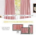 NICETOWN Pink Velvet Curtains 96 inch Length, Blush Pink Room Darkening Thermal Insulated Soft Luxury Light Blocking Panels for Kids, Rod Pocket Design W52 x L96, 2 Panels