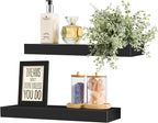 Sorbus Floating Shelves for Wall - Set of 2 Black Wood Wall Shelves for Living Room, Kitchen, Bedroom, Bathroom Storage - 16" Book Shelf for Wall Decor, Home Decor, Farmhouse, Frames & Trophy Display