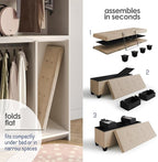 Storage Ottoman Bench with Bins, 43-in Storage Bench for Bedroom End of Bed, Folding Foot Rest Ottoman for Living Room Max 660lbs, Velvet Ottomans, Taupe