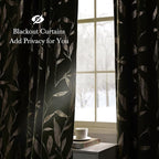 NICETOWN Leaf Patterned Green Velvet Curtains 96 inches Long 2 Panels Gold Foil Printed - Room Darkening Drapes for Living Room, Thermal Insulated Soft Luxury Home Decor for Bedroom, W50 x L96