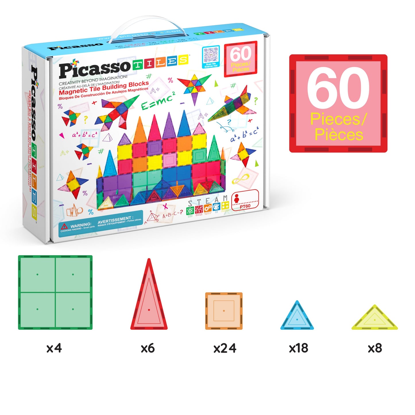 PicassoTiles 60pcs Magnetic Building Blocks