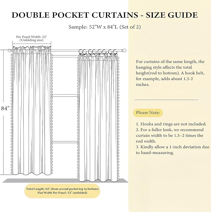 NICETOWN Cute Pom-Pom Trim Velvet Curtains 8 ft Long, Ivory White – Delicate Light Filtering Drapes Beautiful Lovely Home Decor for Baby, 52" W x 96" L, 2 Panels