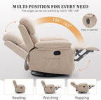Recliner Chair, 360 Swivel Rocker Chair for Adults, Small Rocking Recliner Chair for Small Spaces, Upholstered Chenille Fabric Glider Recliner Nursery Chair with Side Pockets for Living Room