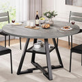 Round Dining Table for 4,Kitchen Dining Room Circle Dinner Pedestal Table,Space Saving Wood Kitchen & Dining Room Furniture (Grey, 47In)
