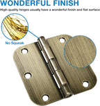 6 Pack Antique Brass Door Hinges 3.5 Inch Black Interior 3 1/2" Rounded 5/8" Radius Standard Residential Bedroom Indoor for Doors 3 ½" Hardware Control House Home Decor Essentials Acessories