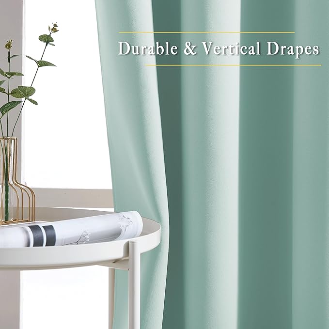 NICETOWN Room Darkening 108 inches Long Curtains for Living Room - Ring Top Thermal Insulated Sound Reducing Window Treatment Drapes for Nursery/Bedroom, W52 x L108, 2 Panels, Aqua Blue