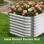 2 PCS Tall Galvanized Raised Garden Bed Outdoor, Metal Garden Bed for Vegetables, Above Ground Garden Box for Flower, Steel Raised Beds for Gardening - 2FT