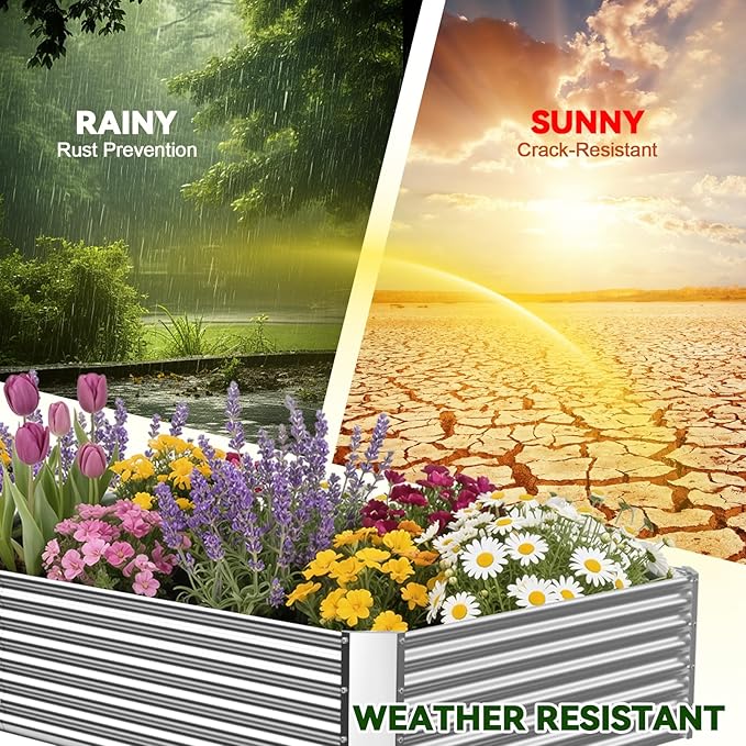 4 Pack 6x3FT Raised Beds for Gardening, Corrugated Galvanized Steel Raised Garden Bed, Outdoor Metal Above Ground Garden Bed for Vegetables and Flowers(Rectangular)