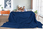 Utopia Bedding Navy 100% Cotton Waffle Blanket 300 GSM [Big - 120x120 Inch] Soft Lightweight Breathable Bed Blanket for All Season