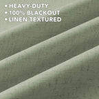 H.VERSAILTEX Linen Curtains 100% Blackout Curtains for Bedroom 54 inch Long Full Light Blocking Nature Linen Blended Window Curtains for Living Room Nickel Grommet (2 Panels, Heathered Tea)