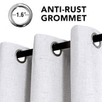 H.VERSAILTEX Linen Curtains 100% Blackout Curtains for Bedroom 102 inch Long Full Light Blocking Nature Linen Blended Window Curtains for Living Room Nickel Grommet (2 Panels, Heathered White)