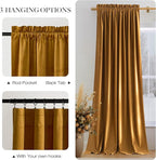 NICETOWN 96 inch Warm Velvet Blackout Curtains for Stage and Living Room, Mustard Yellow - Rod Pocket Floor to Ceiling Drapes Elegant Holiday Window Treatments (2 Pieces, 52" Wide)