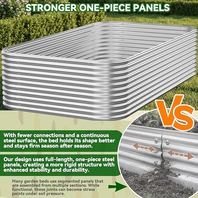 3 Pack Tall 4x2FT Corrugated Galvanized Steel Raised Garden Bed Outdoor, Metal Above Ground Garden Bed for Vegetables and Flowers, Raised Beds for Gardening