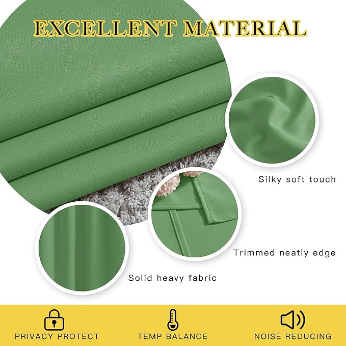 NICETOWN Patio Blackout Curtain Panels - Extra Wide Sliding Door Thermal Insulated Drape, Privacy Room Divider Curtain for Bedroom Office (Froest Green, 66 x 118 Inch Long)