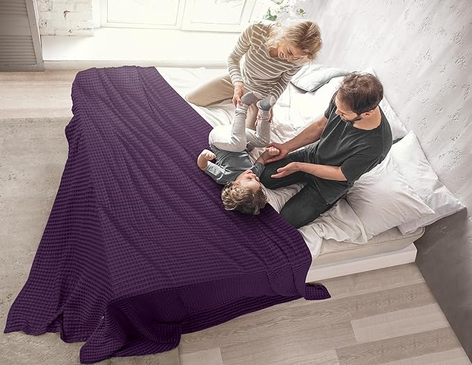 Utopia Bedding Plum 100% Cotton Waffle Blanket 300 GSM [King - 90x108 Inch] Soft Lightweight Breathable Bed Blanket for All Season