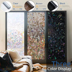 rabbitgoo Window Privacy Film Rainbow Film Decorative Window Sticker, 3D Static Stained Glass Cling Tint for Home Heat Control Non-Adhesive, Brown, 35.4 x 118.1 inches