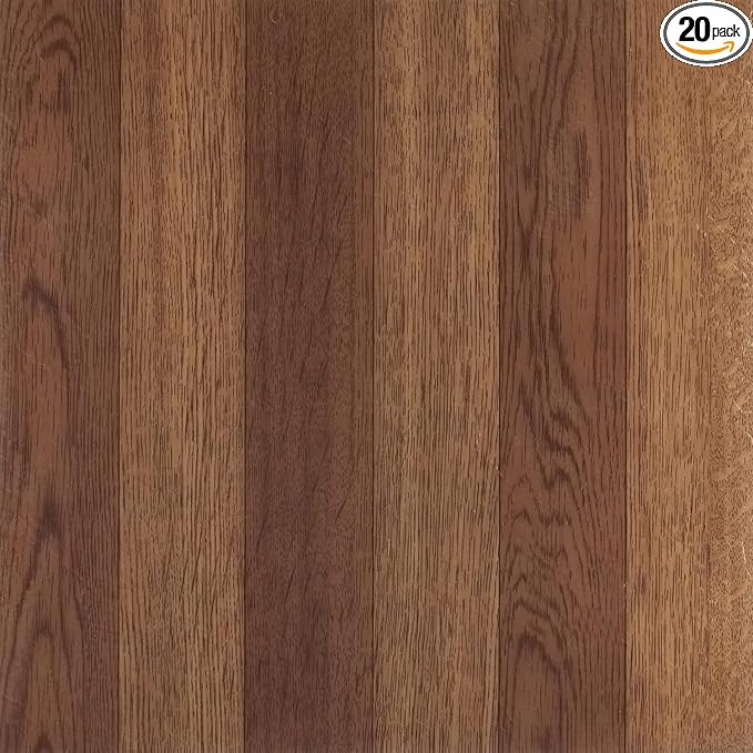 Nexus Self Adhesive 12-Inch Vinyl Floor Tiles, 20 Tiles - 12" x 12", Medium Oak Plank-Look Pattern - Peel & Stick, DIY Flooring for Kitchen, Dining Room, Bedrooms & Bathrooms by Achim Home Decor