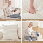 110” Cloud Sectional Couch, Boneless Sofa for Living Room, Modular Sectional Sofa with Deep Seat, Comfy Fluffy U-Shaped Couch with Right-Facing Chaise, No Assembly Required, Beige