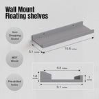 RICHER HOUSE 8 Set Floating Wall Mounted Shelves, Nursery Hanging Book Shelves with Lip for Storage, Gray Display Picture Ledge Shelf for Bedroom Bathroom Kitchen Living Room Wall Decor, Modern Grey