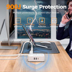 TESSAN Surge Protector Power Strip, 5 Ft Flat Plug Extension Cord with 3 USB (1 USB C 20W PD) 8 Outlets, 1250W, 900J Protection, 3 Sided Outlet Extender with Power Switch for Office, Dorm Room, Grey