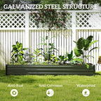 Outsunny 8 x 2 x 1ft Galvanized Raised Garden Bed Kit, Outdoor Metal Elevated Planter Box with Safety Edging, Large Raised Bed for Growing Flowers, Herbs and Vegetables, Dark Gray