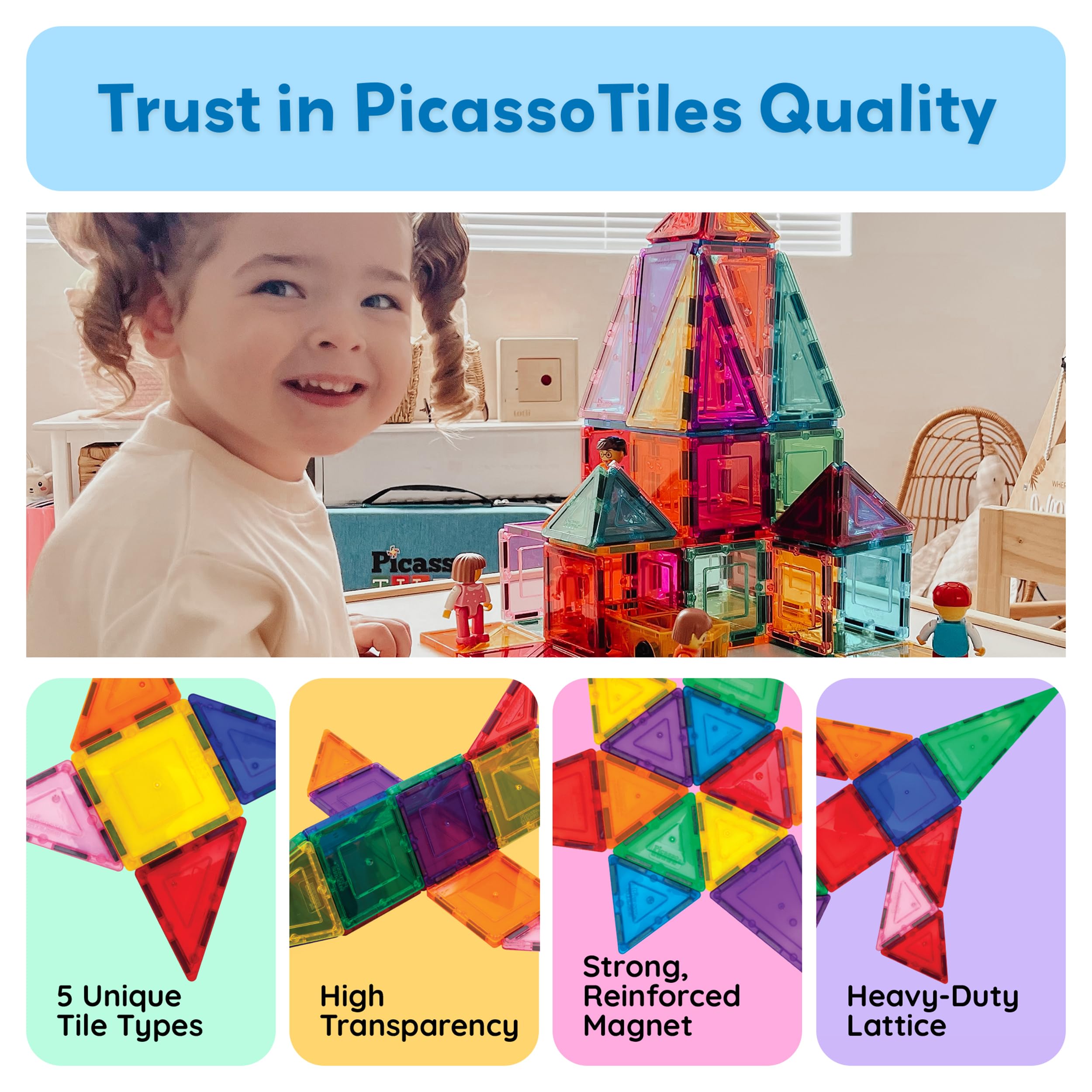 PicassoTiles 60pcs Magnetic Building Blocks