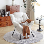 Tiita Lazy Chair, Beige Modern Large Accent Armchair, Comfy Leisure Sofa Reading Chair for Bedroom, Living Room, Dorm Rooms, Garden and Courtyard, Beige