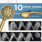 MakeFit Dual Filtered Rain Shower Head Combo, High Pressure Handheld Shower Head with Adjustable Bar - Rainfall Shower Head And Showerhead with Filter for Hard Water - Removes Chlorine(Gold)